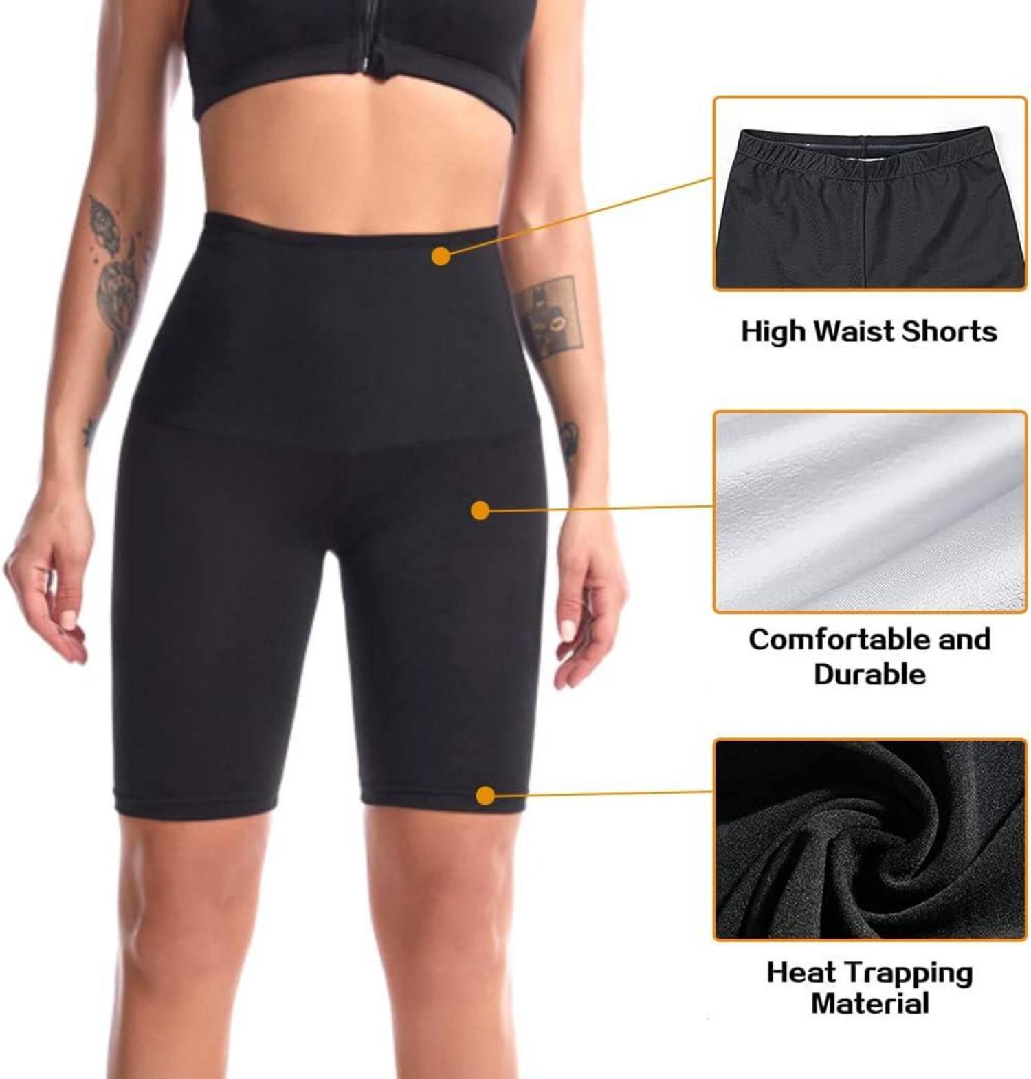 Sauna Sporthose Damen Shorts High Waist Bauch Weg Leggings