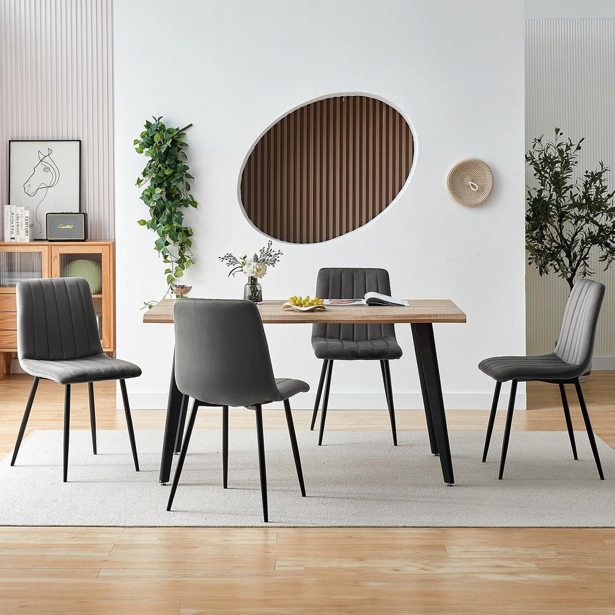 Samt Esszimmerstühle 4er Set Grau – Bequeme Polsterstühle