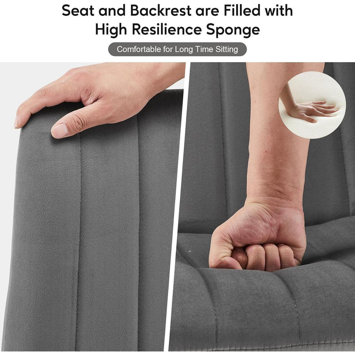Samt Esszimmerstühle 4er Set Grau – Bequeme Polsterstühle