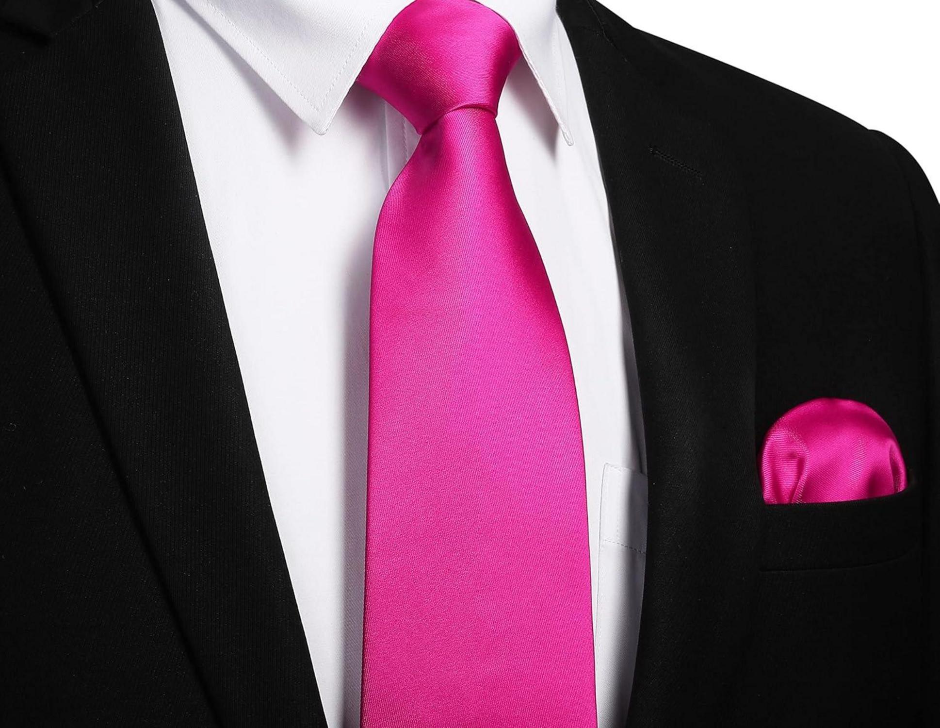 Enlision Herren Seidenkrawatte Set in Rosa Fuchsia