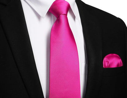 Enlision Herren Seidenkrawatte Set in Rosa Fuchsia