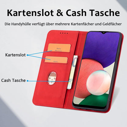 Samsung Galaxy A72 Hülle PU Leder magnetisch Ständer Kartenfach Rot