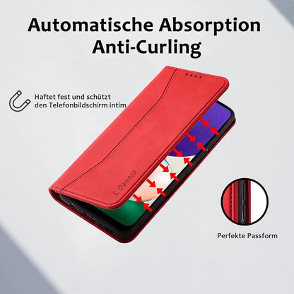 Samsung Galaxy A72 Hülle - Premium Leder, magnetisch, Ständer, Kartenfach, Rot
