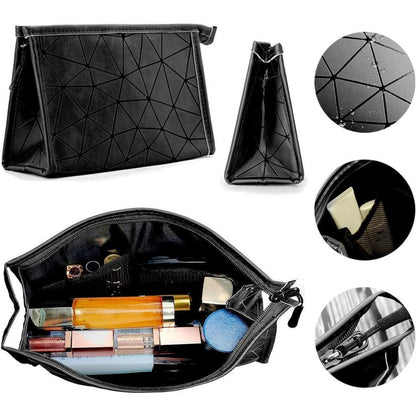 Kosmetiktasche Set Schwarz 3 Stück Doppellagig