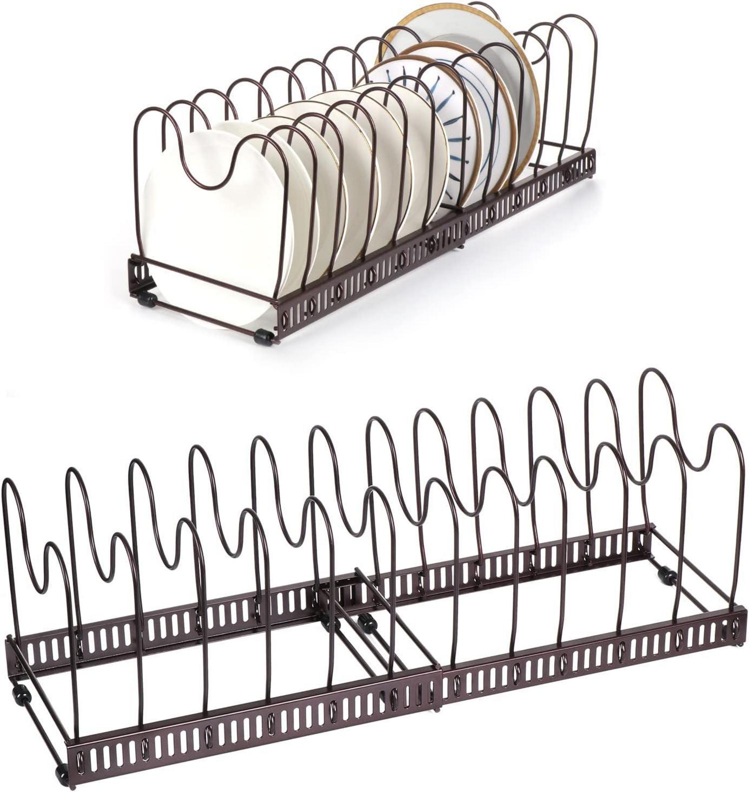 Erweiterbarer Pfannen- und Deckel-Organizer 12 Teiler Rot