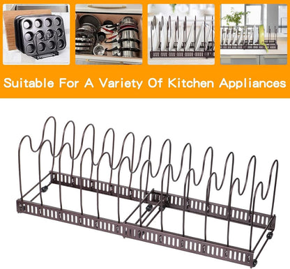 Pfannen und Deckel Organizer erweiterbar 12 Teiler Rot Bronze