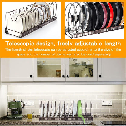 Erweiterbarer Pfannen- und Deckel-Organizer 12 Teiler Rot Bronze