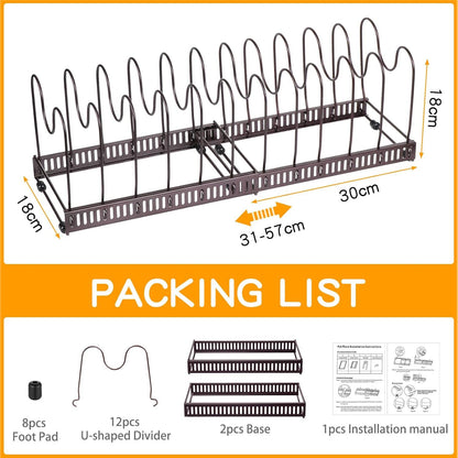Erweiterbarer Pfannen- und Deckel-Organizer 12 Teiler Rot Bronze
