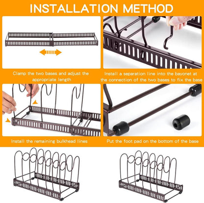 Pfannen und Deckel Organizer erweiterbar 12 Teiler Rot Bronze