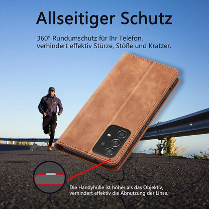 Samsung Galaxy A52 Handyhülle Leder mit Ständer und Kartenfach Braun