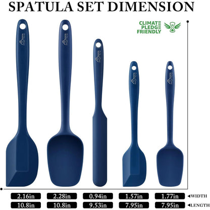 Silikon Spatel Set 5-teilig, Hitzebeständig, Lebensmittelqualität, Blau