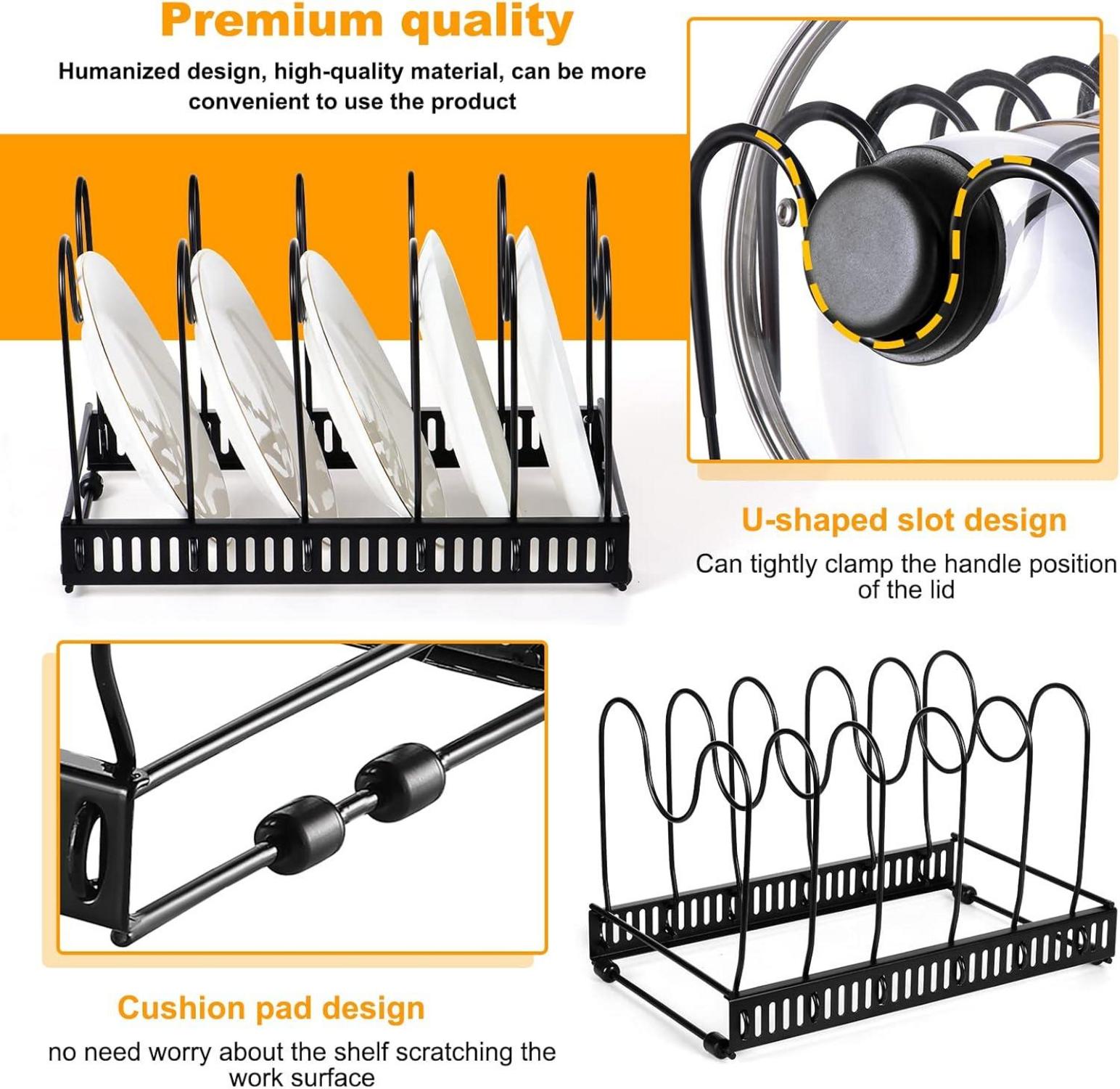 Erweiterbarer Pfannen- und Deckel Organizer Schwarz 12