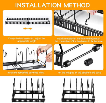Erweiterbarer Pfannen- und Deckel-Organizer Schwarz 12 Teiler
