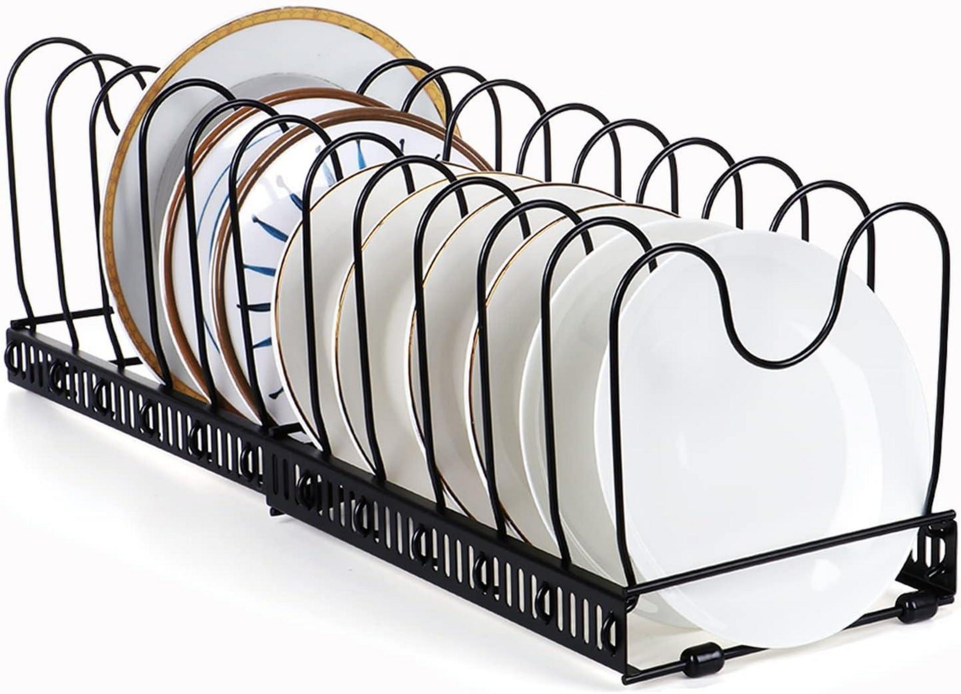 Pfannen- und Topfdeckel-Organizer Schwarz 12 Teiler erweiterbar