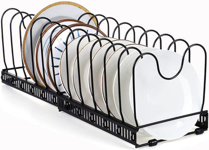 Pfannen- und Topfdeckel-Organizer Schwarz 12 Teiler erweiterbar