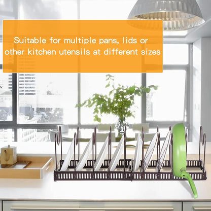 Erweiterbarer Pfannen- und Deckelorganizer Rot Bronze 10 Teiler