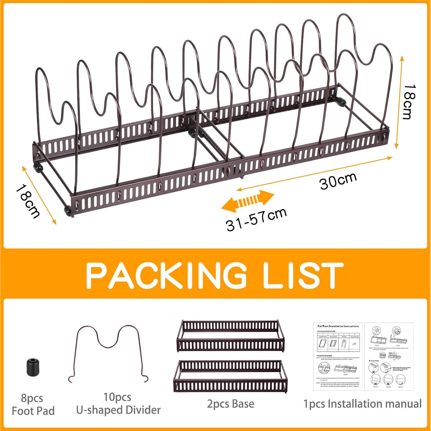 Erweiterbarer Pfannen- und Deckel-Organizer 10 Teiler Rot Bronze