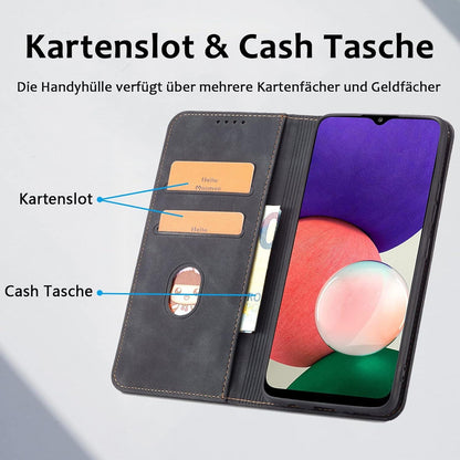 Samsung Galaxy A52 Hülle - Premium Leder Handyhülle mit Standfunktion - Schwarz