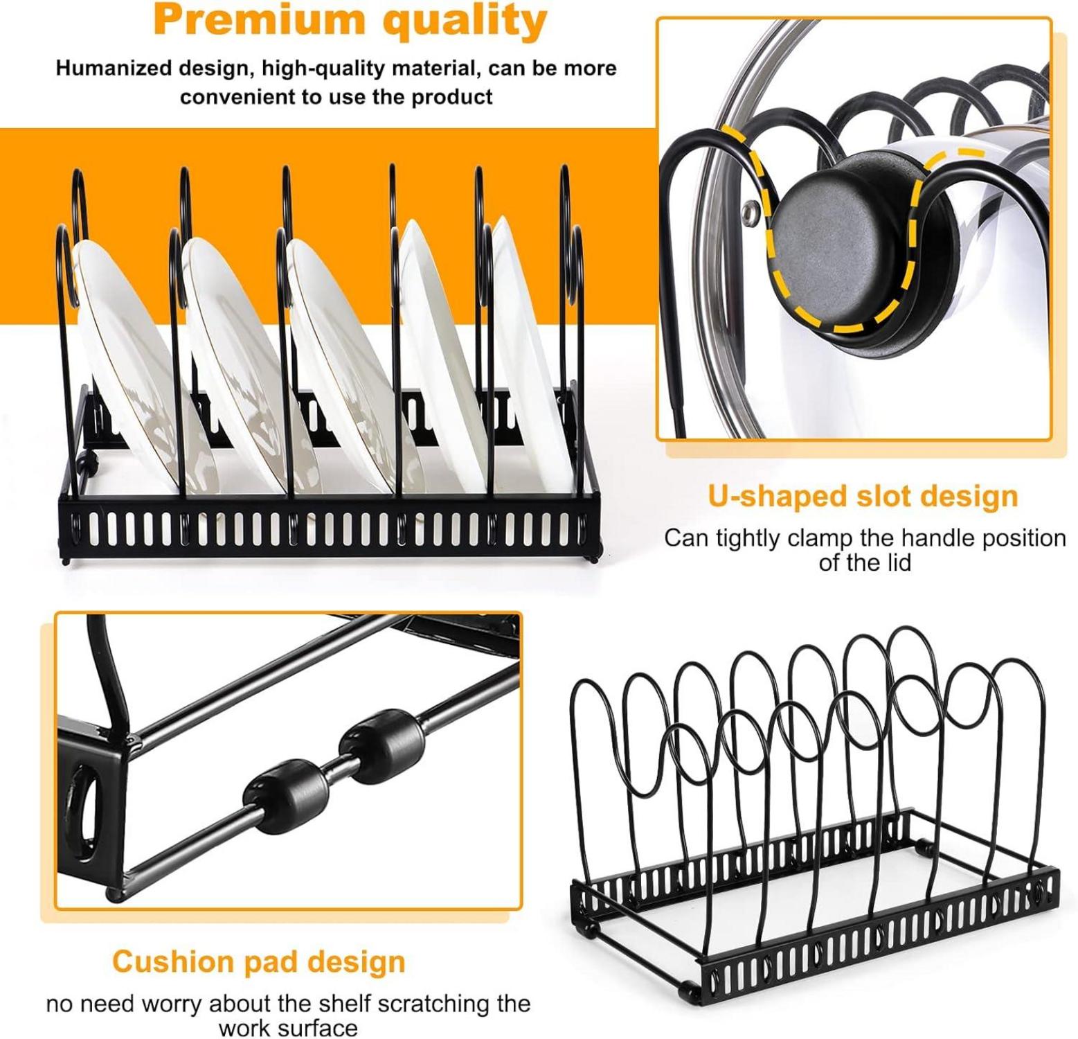 Pfannen- und Deckel-Organizer, Schwarz, 13 Teiler