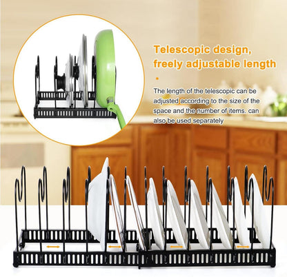 Erweiterbarer Pfannen- und Deckelorganizer Schwarz 13 Teiler