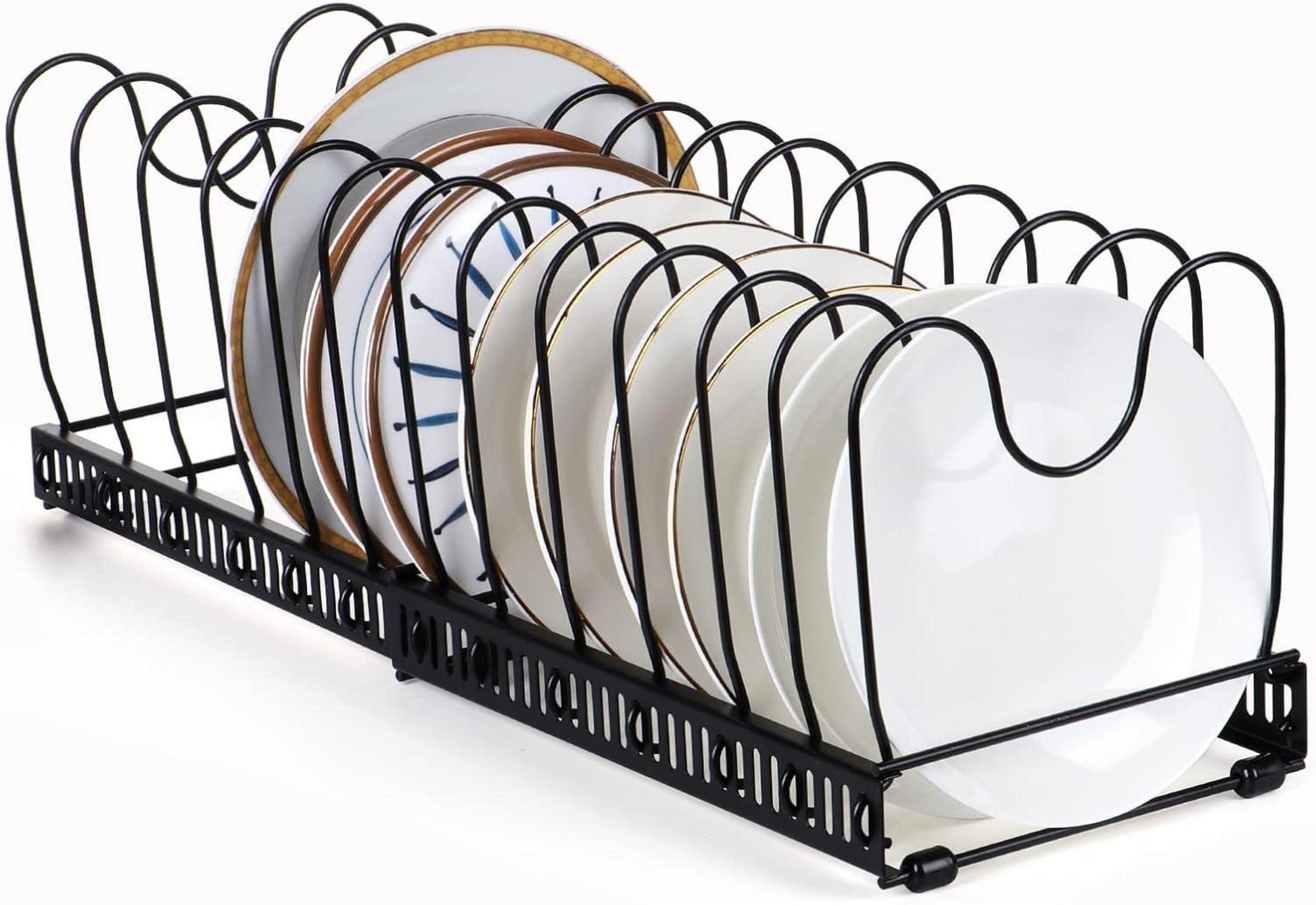 Erweiterbarer Pfannen- und Deckel-Organizer für Küchenschrank Schwarz