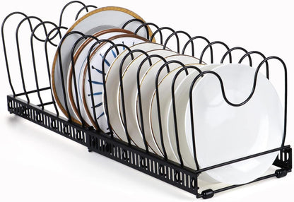 Erweiterbarer Pfannen- und Deckel-Organizer für Küchenschrank Schwarz