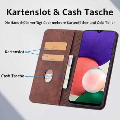 S. Dawezo Samsung Galaxy A52 Handyhülle Leder mit Ständer und Kartenfach Kaffee