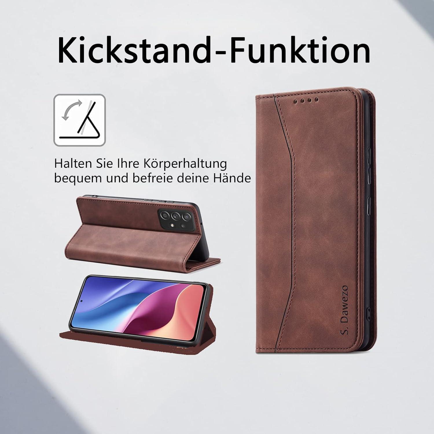 Handyhülle Samsung Galaxy A52 Premium Leder standfunktion Kartenfach