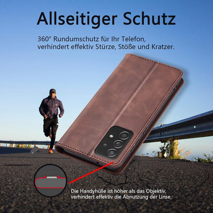 Leder Hülle Samsung Galaxy A52 5G Kartenfach Ständer Brieftasche - Kaffee