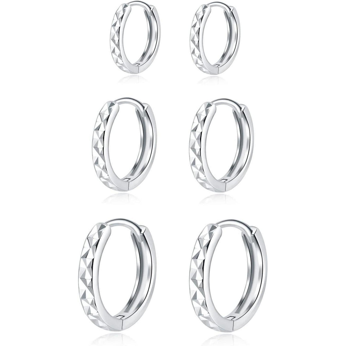 Silber Creolen Set 925 Sterling Silber Damen Ohrringe 3 Paar