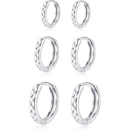 Silber Creolen Set 925 Sterling Silber Damen Ohrringe 3 Paar