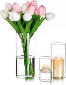 Romadedi Glas Windlichter Set Kerzenhalter Stumpenkerzen
