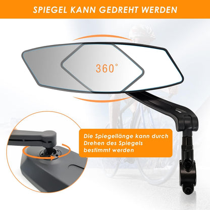 Arkham Fahrradspiegel links extra große Spiegelfläche 360° verstellbar für