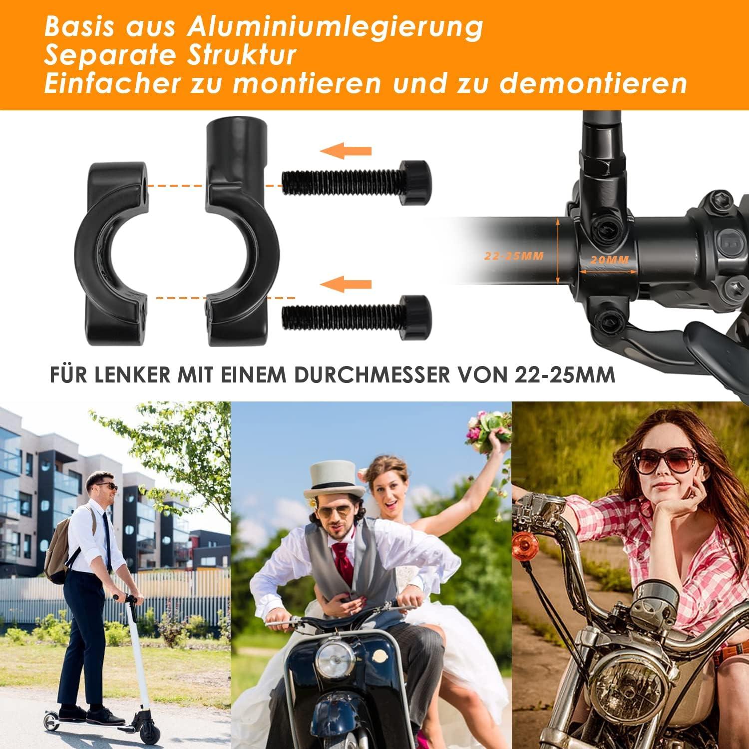 Arkham Fahrradspiegel links für E-Bike, 360° drehbar, extra große Spiegelfläche