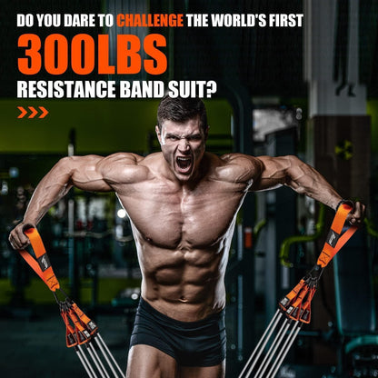 Widerstandsbänder Set 136 kg mit Griffen & Zubehör Orange Schwarz