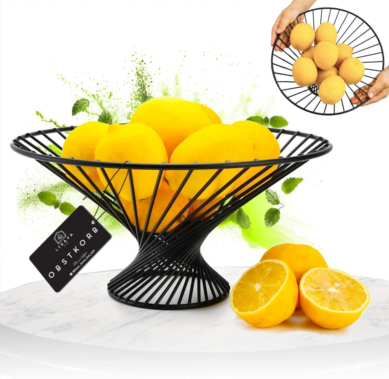 Obstkorb schwarz matt modernes Design Durchlüftung Obstschale