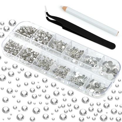 2150 Stück Glitzersteine Strasssteine Selbstklebend mit Pinzette Clear