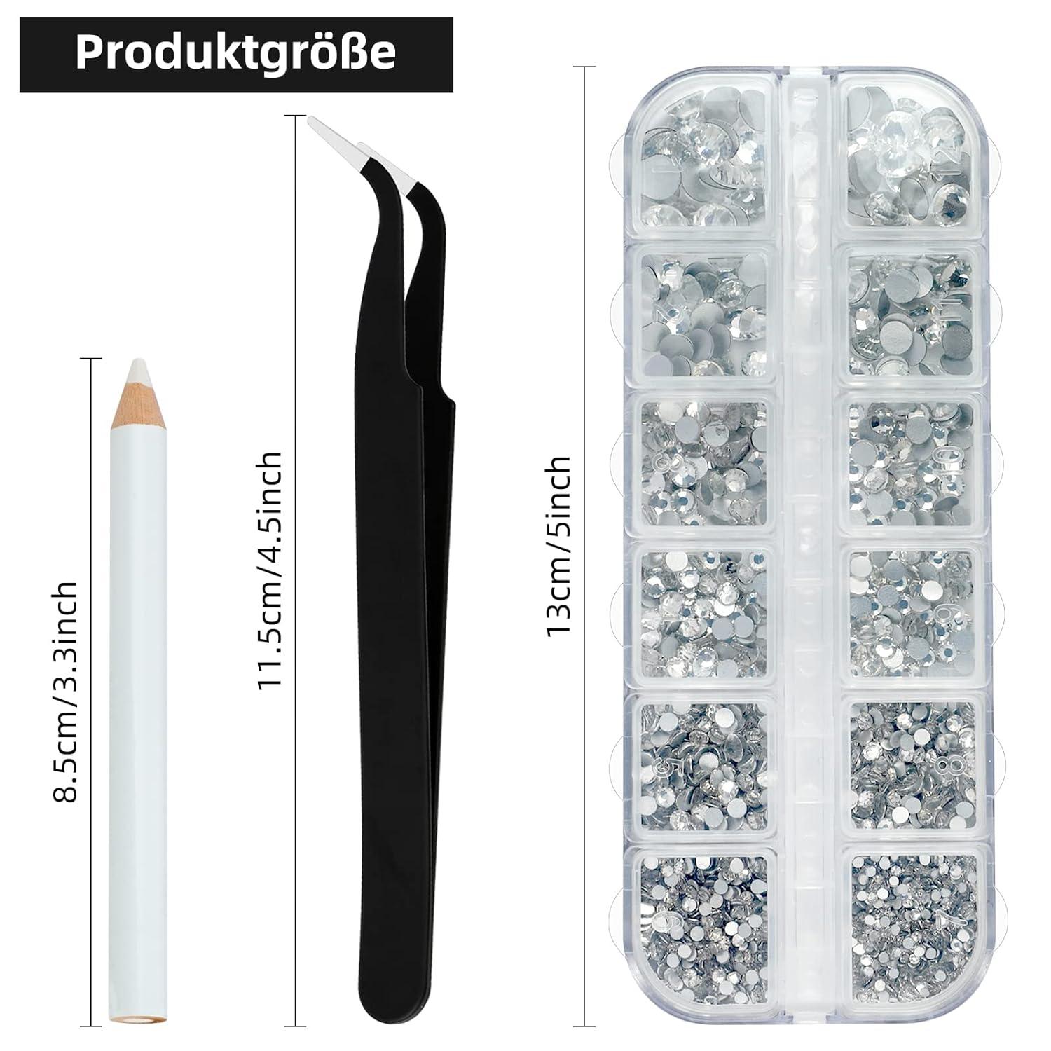 2150 Stück Strasssteine Set für Nagel Kunst, Kleidung - 6 Größen