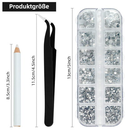 2150 Stück Strasssteine Set für Nagel Kunst, Kleidung - 6 Größen