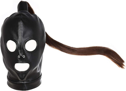 SXOVO Kopfmaske mit Abnehmbarer Perücke für BDSM-Spiel