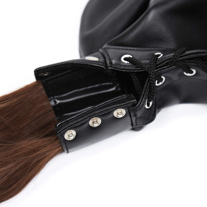 SXOVO Flirt-leder Kopfhaube mit Abnehmbarer Perücke für BDSM-Spiele