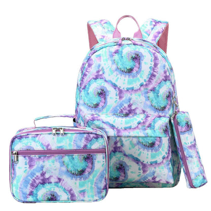 Schultaschen-Set Mädchen Tie Dye – Rucksack, Lunchtasche & Mäppchen