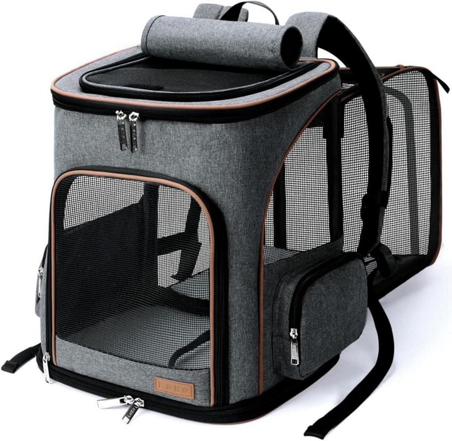 Katzenrucksack Hunderucksack für Haustiere bis 10kg, Grau