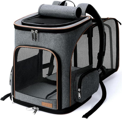 Katzenrucksack Hunderucksack für Haustiere bis 10kg, Grau