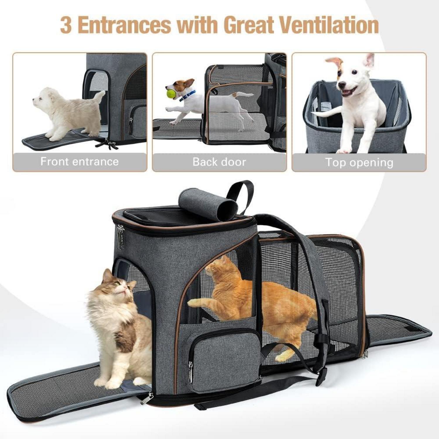 Katzenrucksack Hunderucksack für Haustiere bis 10kg, Grau