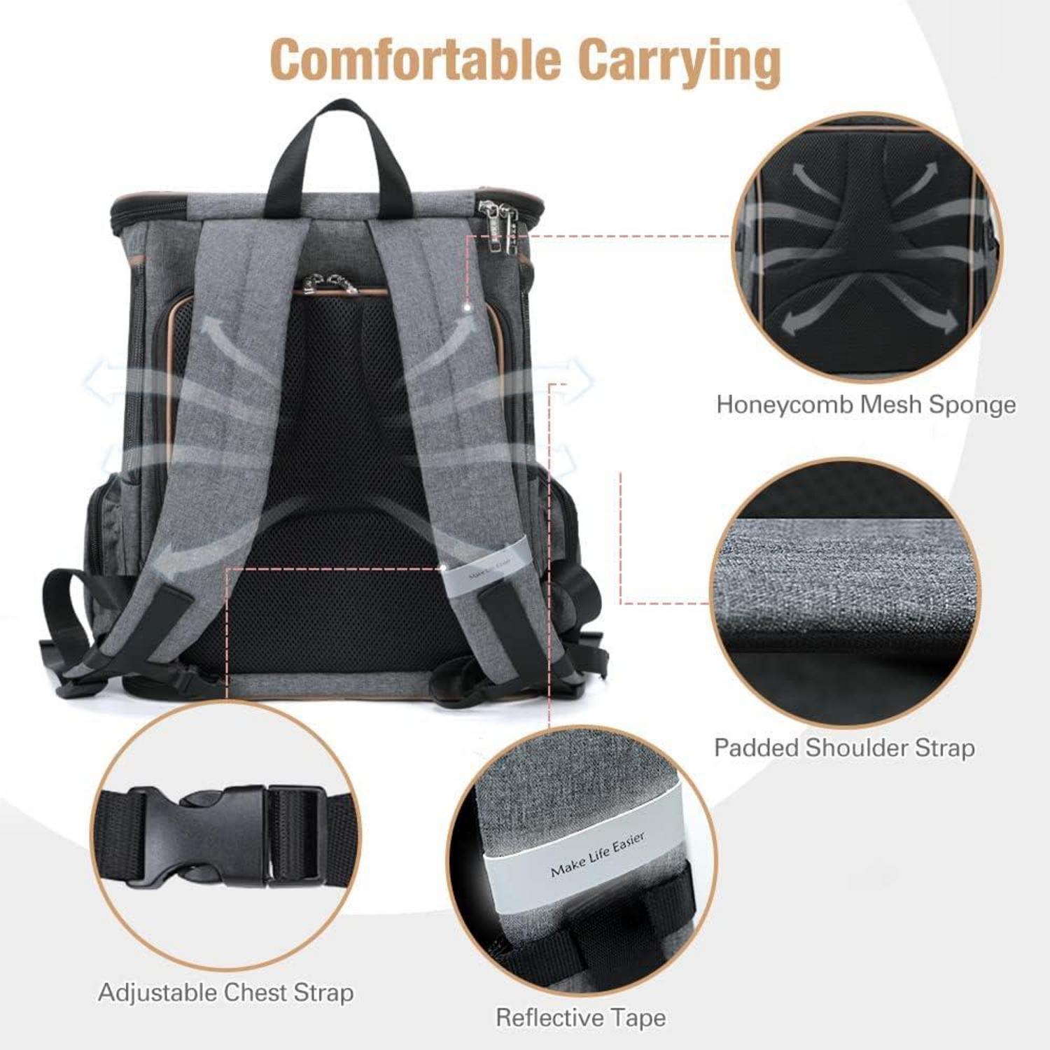 Groß Katzen Hunde Rucksack 8-10kg Sicherheitsleine Haustiermatte Grau