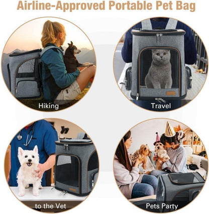 Groß Katzen Hunde Rucksack 8-10kg Sicherheitsleine Haustiermatte Grau