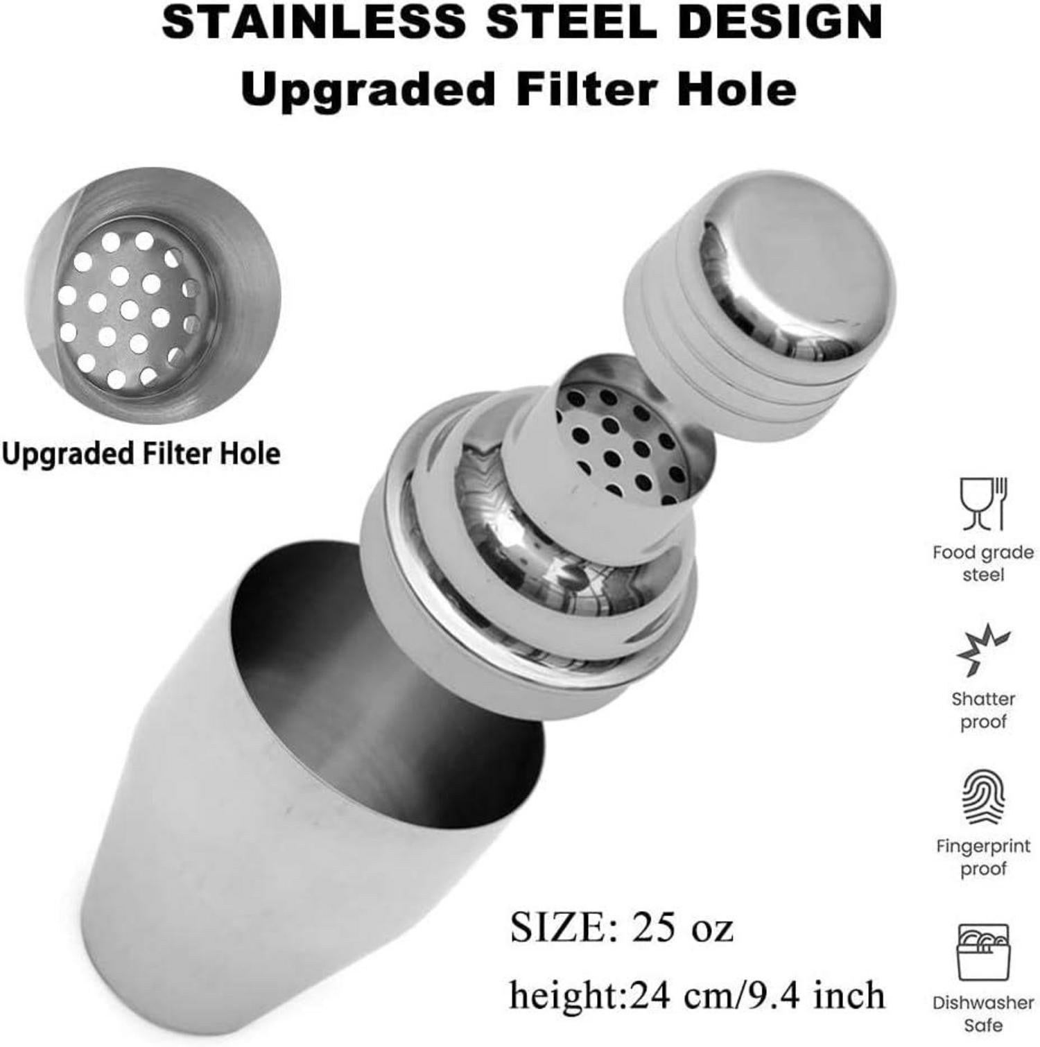 Cocktail Shaker Set 750 ML Edelstahl Martini Mixer Sieb