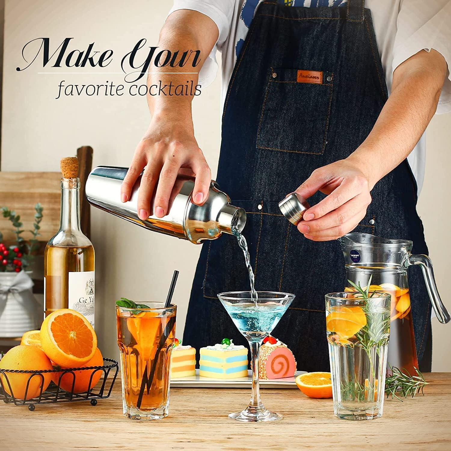 Edelstahl Cocktail Shaker Set 750ML Martini Mixer mit Sieb