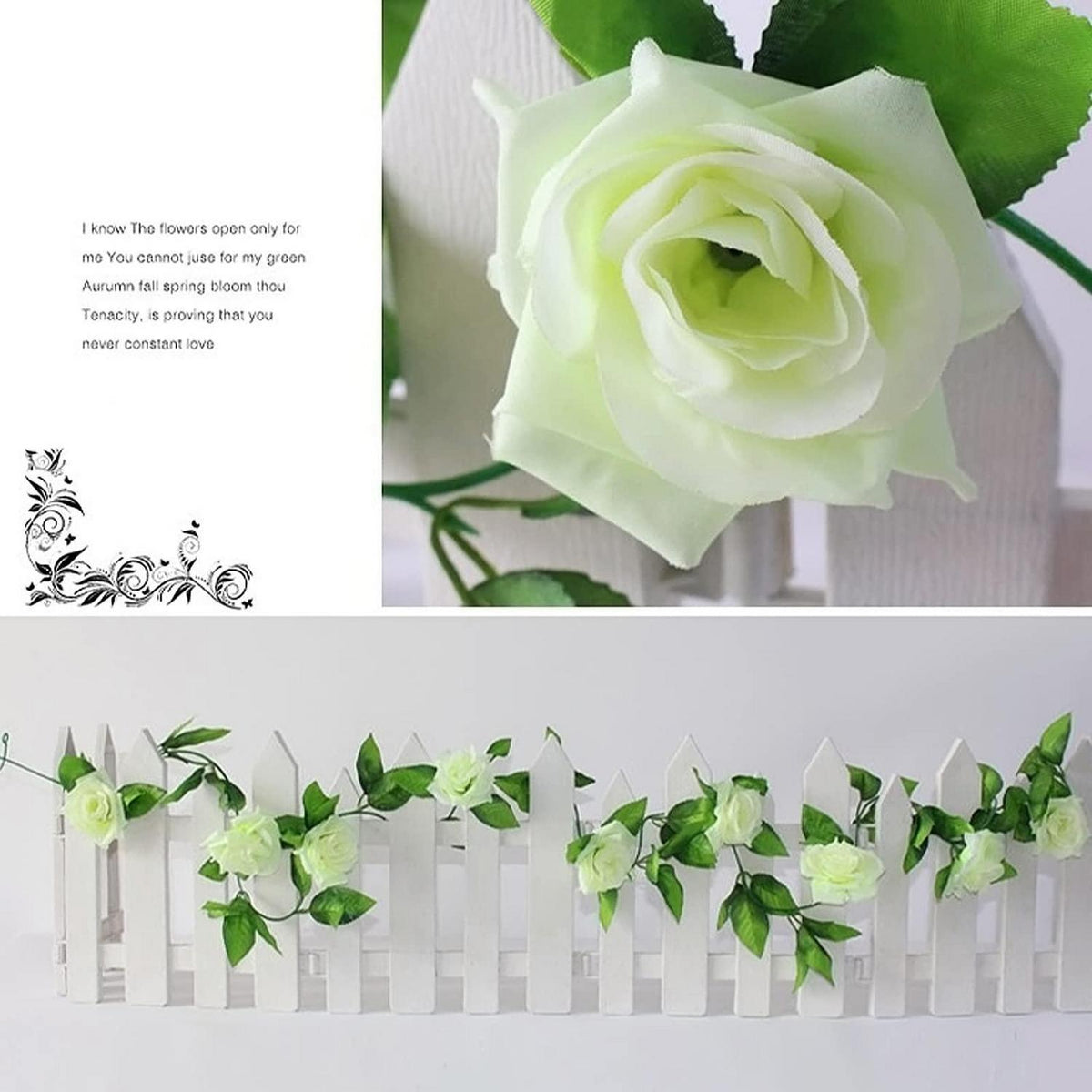 Künstliche Rosen Girlande 4er Set – 9.8m Hochzeit & Party Deko